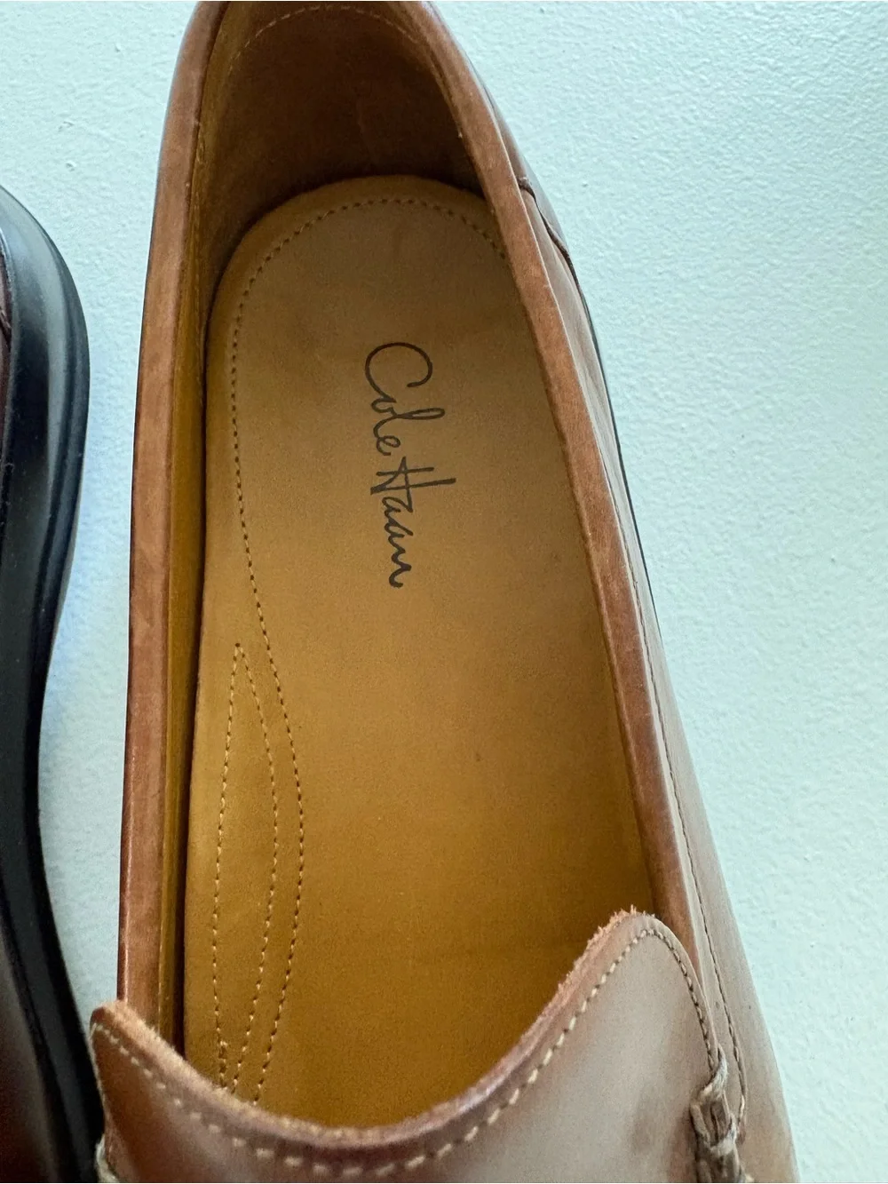 COLE HAAN, with Nike Air Soles  Air DEMPSEY Brown Leather Loafer Shoes C05777